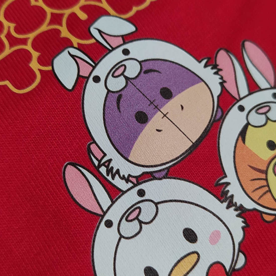 SANRIO T-Shirt Adult Tsum Tsum Rabbit Dragon Dance Red XS