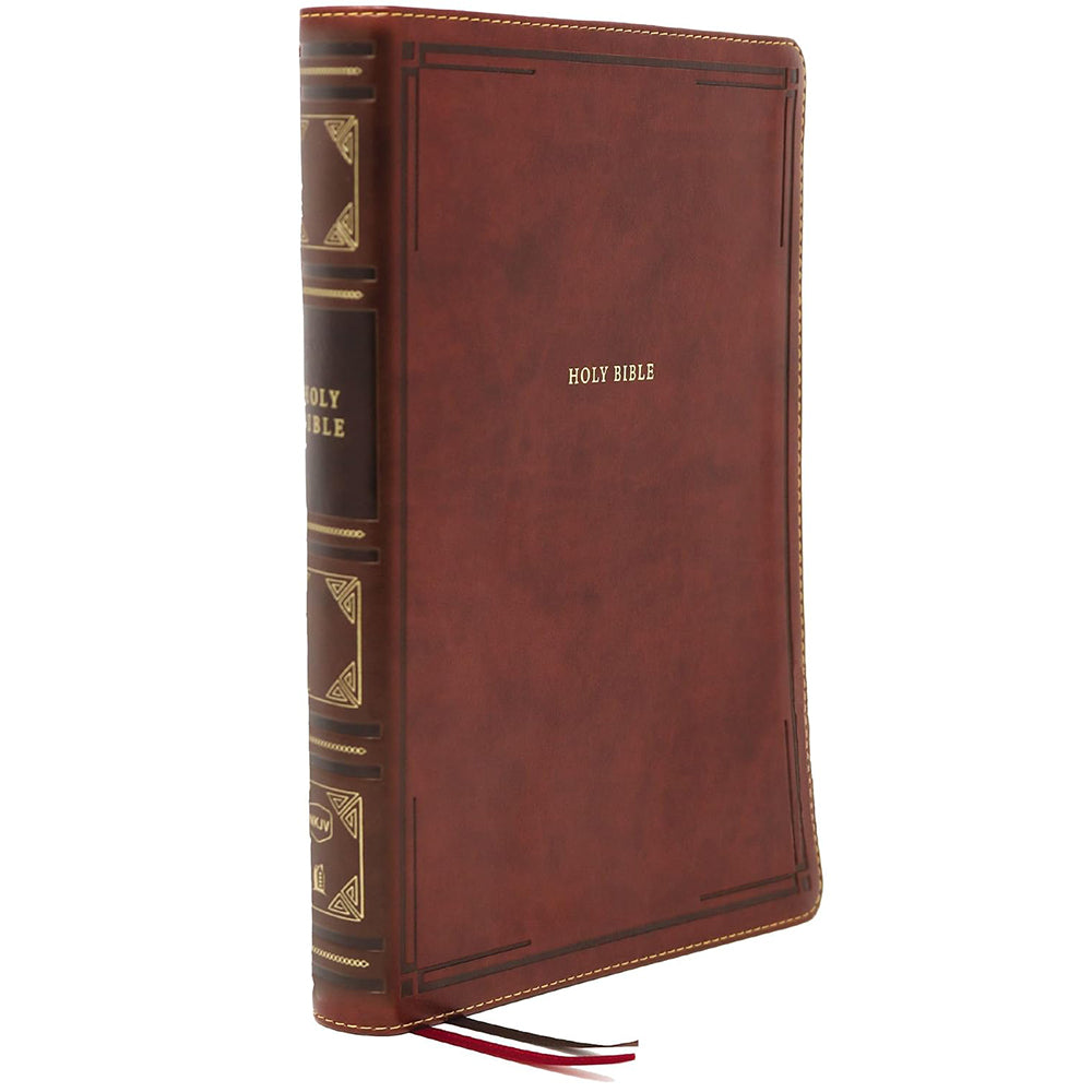 NKJV - Thinline Large Print Reference Bible, Leathersoft, Brown, Indexed