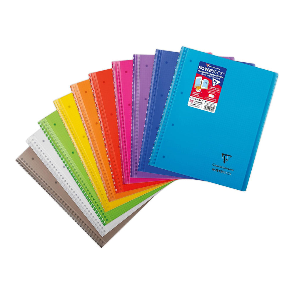 CLAIREFONTAINE Koverbook Wirebound Transparent PP Notebook 22.5x29.7cm 80s 4-Holes Lined Assorted