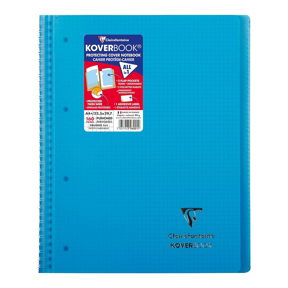 CLAIREFONTAINE Koverbook Wirebound Transparent PP Notebook 22.5x29.7cm 80s 4-Holes Lined Assorted