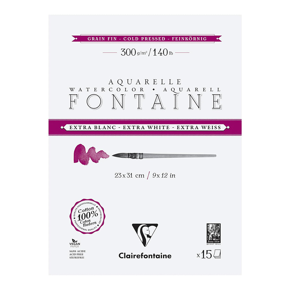 CLAIREFONTAINE Fontaine 4 Sides Cold Pressed 300g Extra White 23x31cm 15s