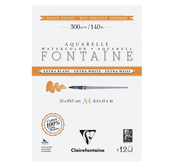 CLAIREFONTAINE Fontaine 2 Sides Hot Pressed 300g Extra White A4 12s