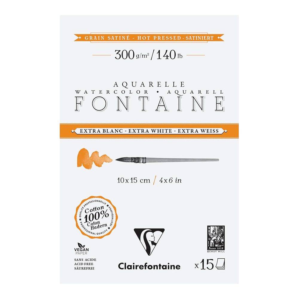 CLAIREFONTAINE Fontaine 4 Sides Hot Pressed 300g Extra White 10x15cm 15s