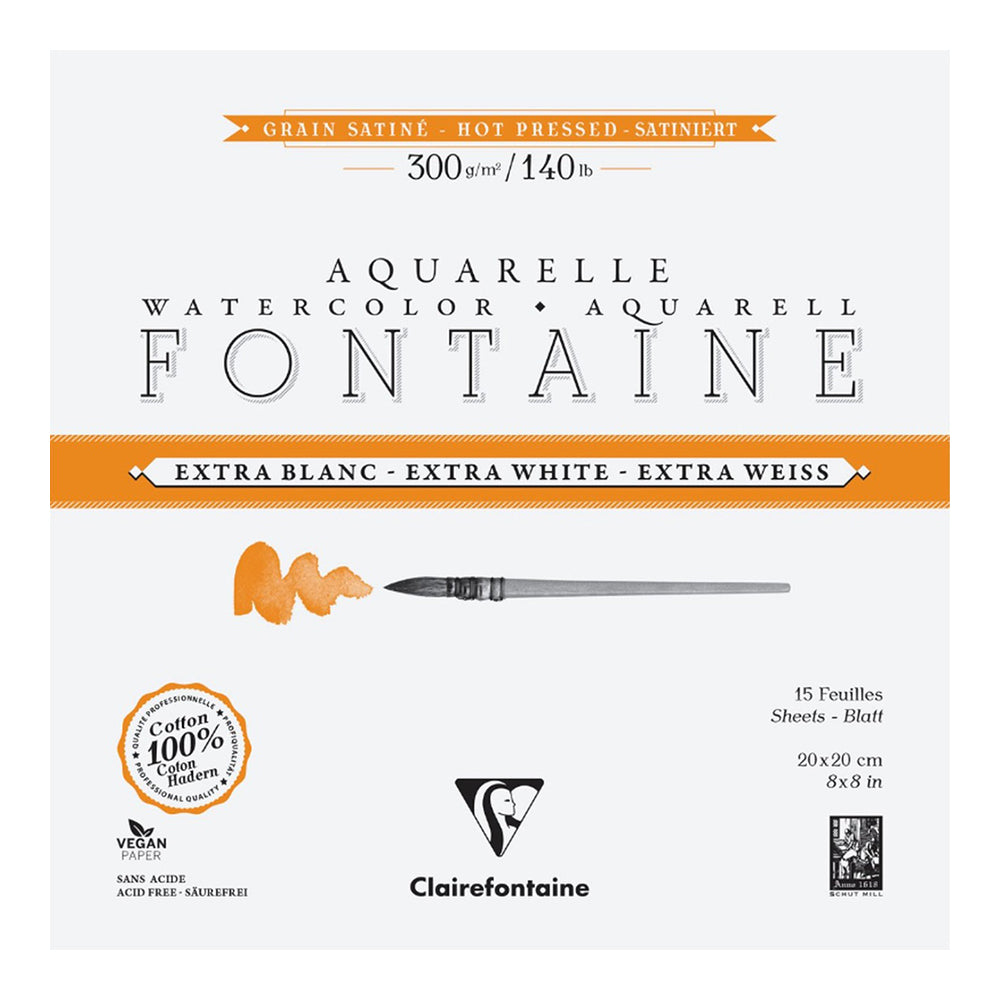 CLAIREFONTAINE Fontaine 4 Sides Hot Pressed 300g Extra White 20x20cm 15s