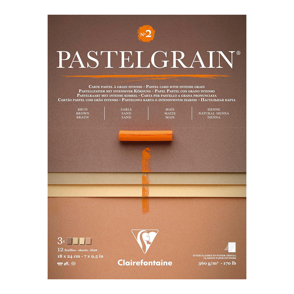 CLAIREFONTAINE Pastelgrain Pad 360g 18x24cm 12s Natural Shades Assorted