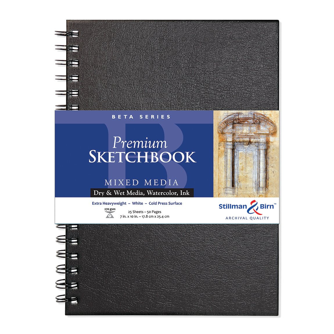 STILLMAN & BIRN Beta Wirebound Sketchbook 270g Portrait 7x10in 25sh White