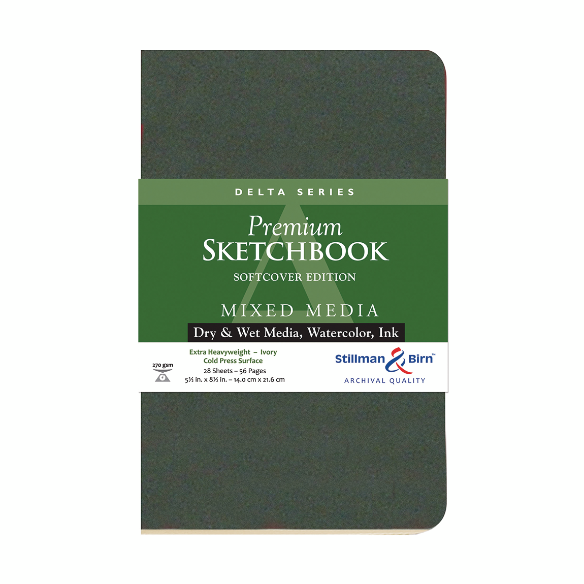 STILLMAN & BIRN Delta Softcover Sketchbook 270g Portrait 5.5x8.5in 26sh Ivory