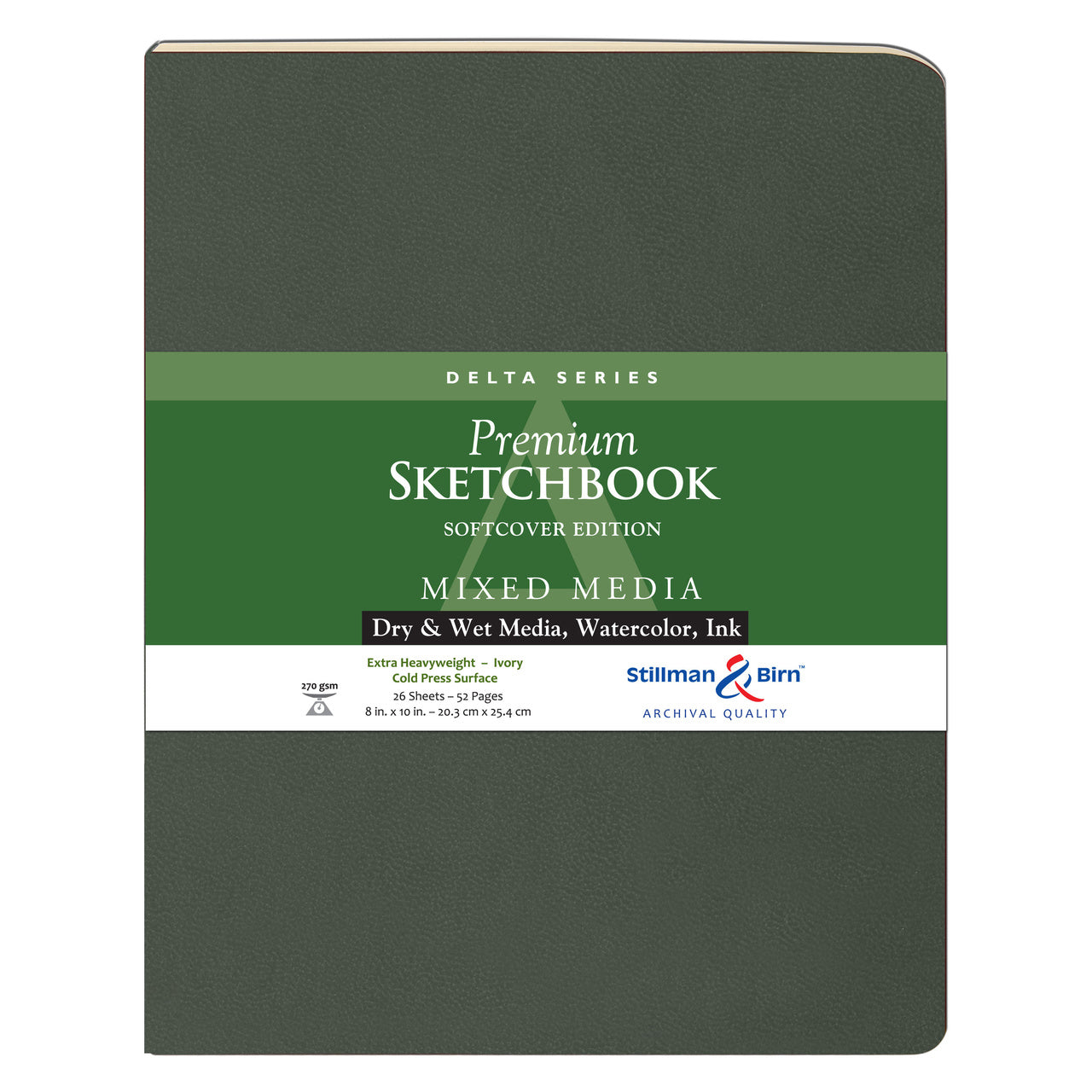 STILLMAN & BIRN Delta Softcover Sketchbook 270g Portrait 8x10in 26sh Ivory