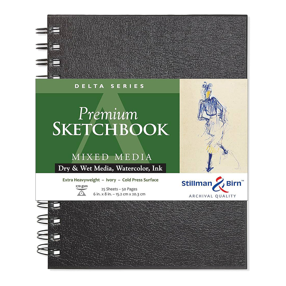 STILLMAN & BIRN Delta Wirebound Sketchbook 270g Portrait 6x8in 25sh Ivory