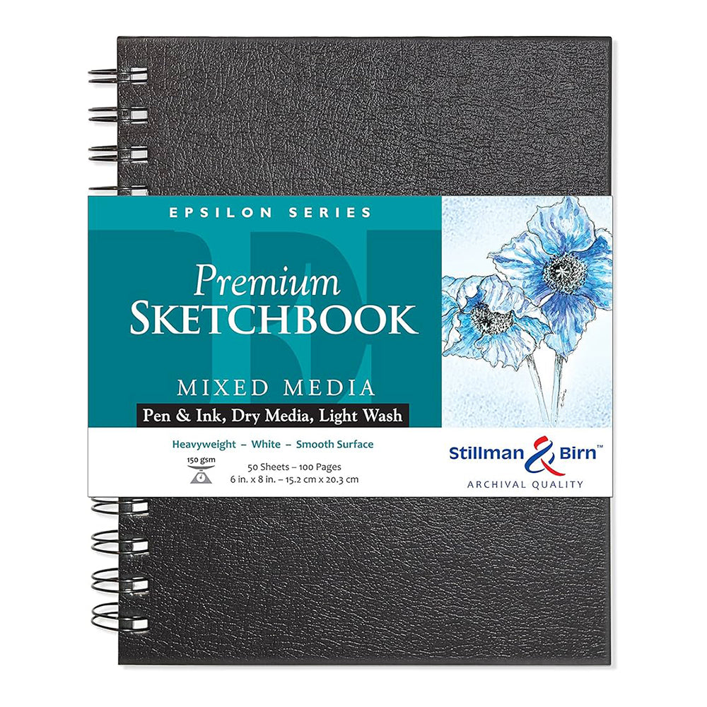 STILLMAN & BIRN Epsilon Wirebound Sketchbook 150g Portrait 6x8in 50sh White