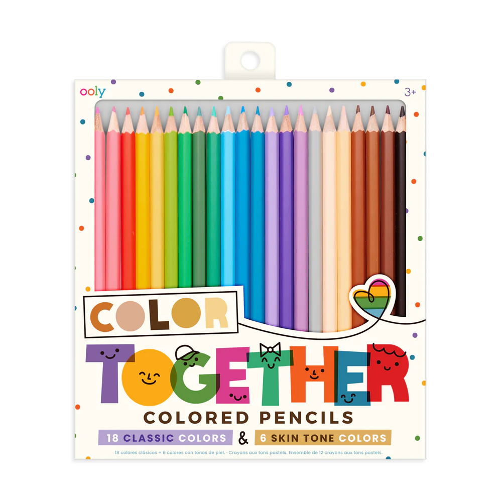 OOLY Color Together Colored Pencils Set of 24 (18 Classic & 6 Skin Tone Colors)