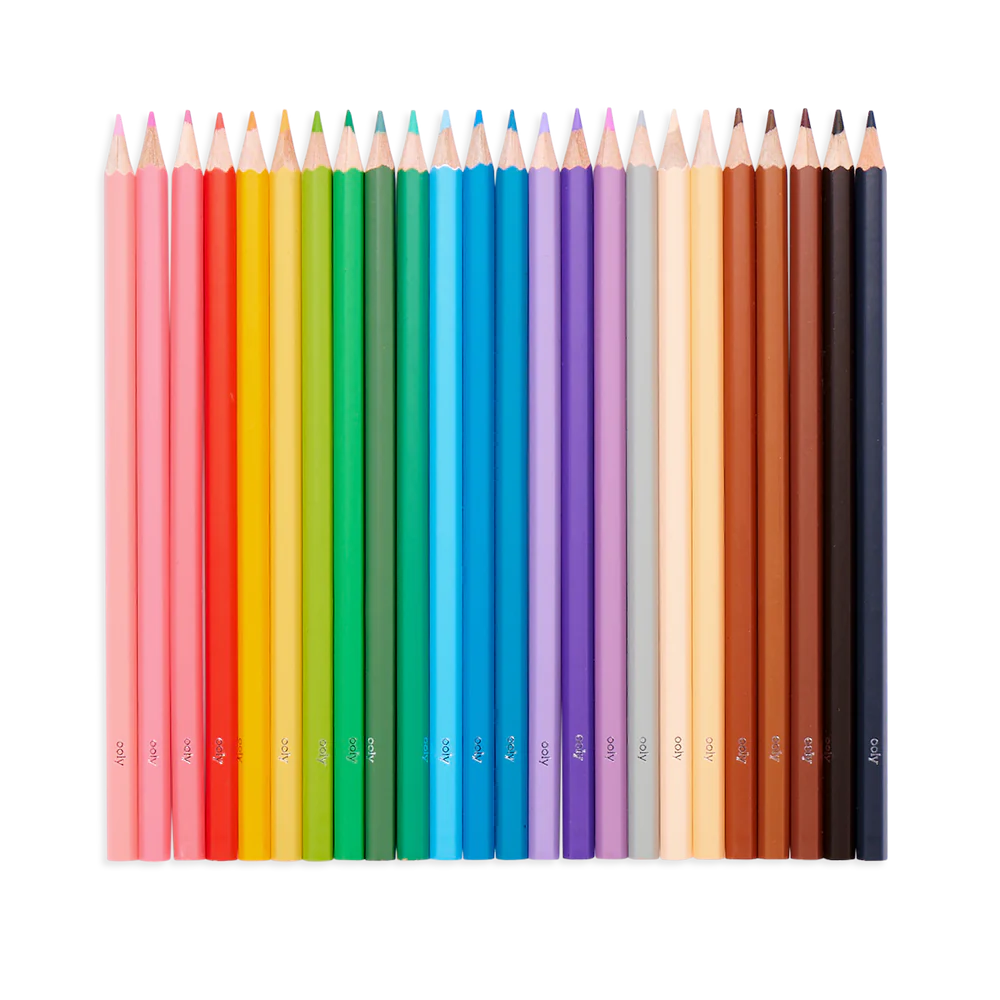 OOLY Color Together Colored Pencils Set of 24 (18 Classic & 6 Skin Tone Colors)