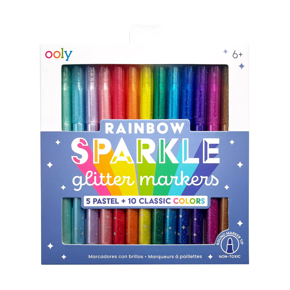 OOLY Rainbow Sparkle Glitter Markers Set of 15