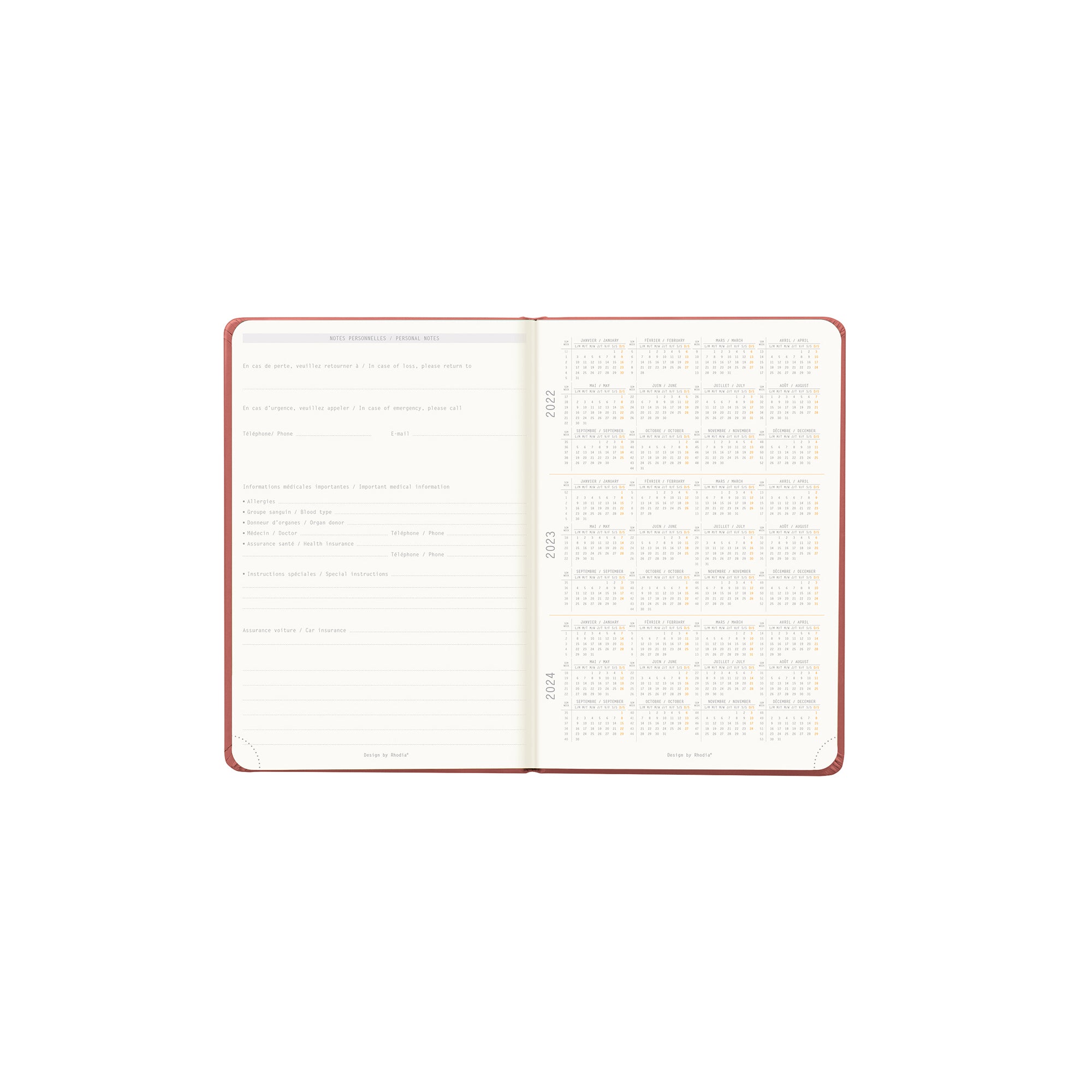 RHODIA 2025 Webplanner A6 Weekly Vertical Nacarat