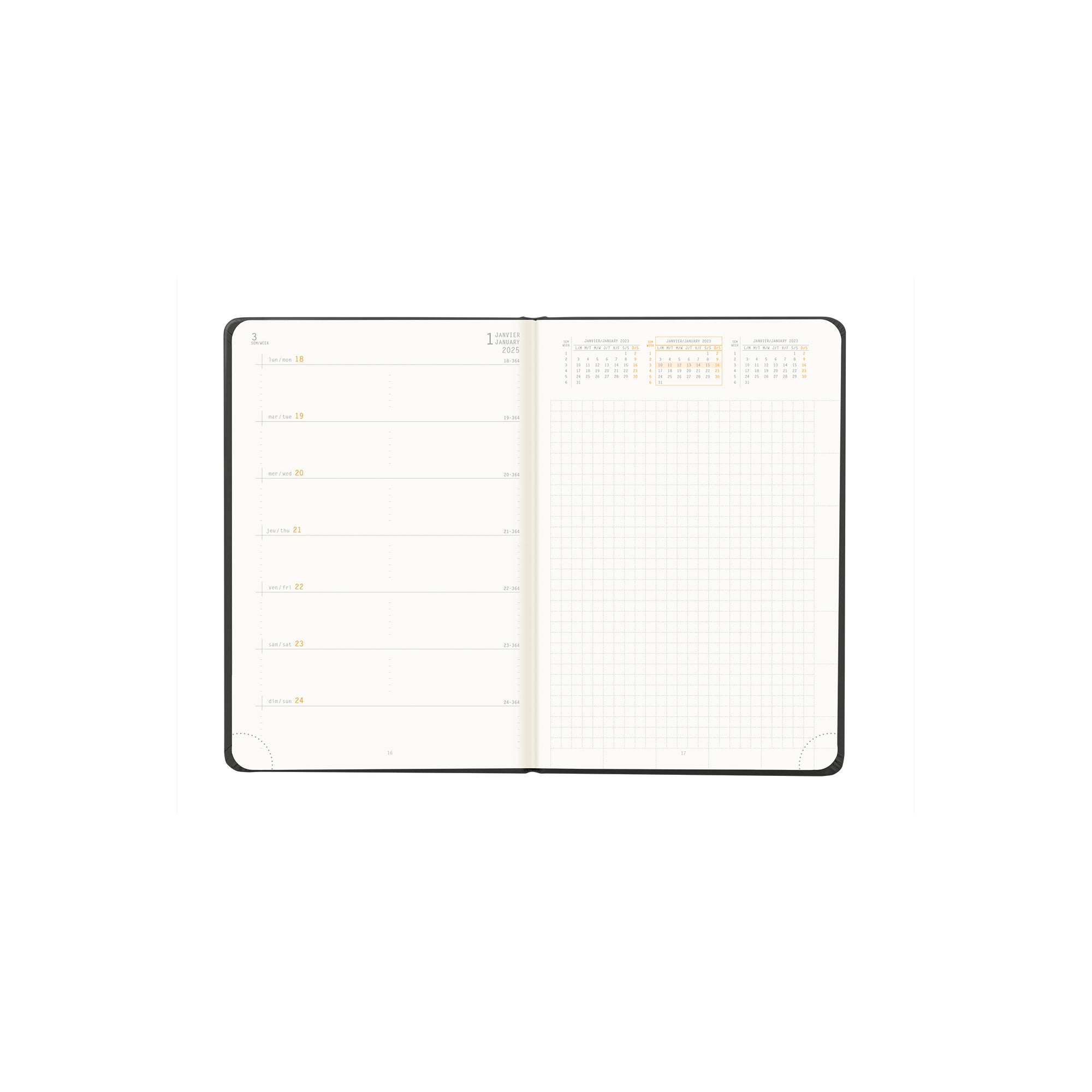 RHODIA 2025 Webplanner A6 Weekly Horizontal Black