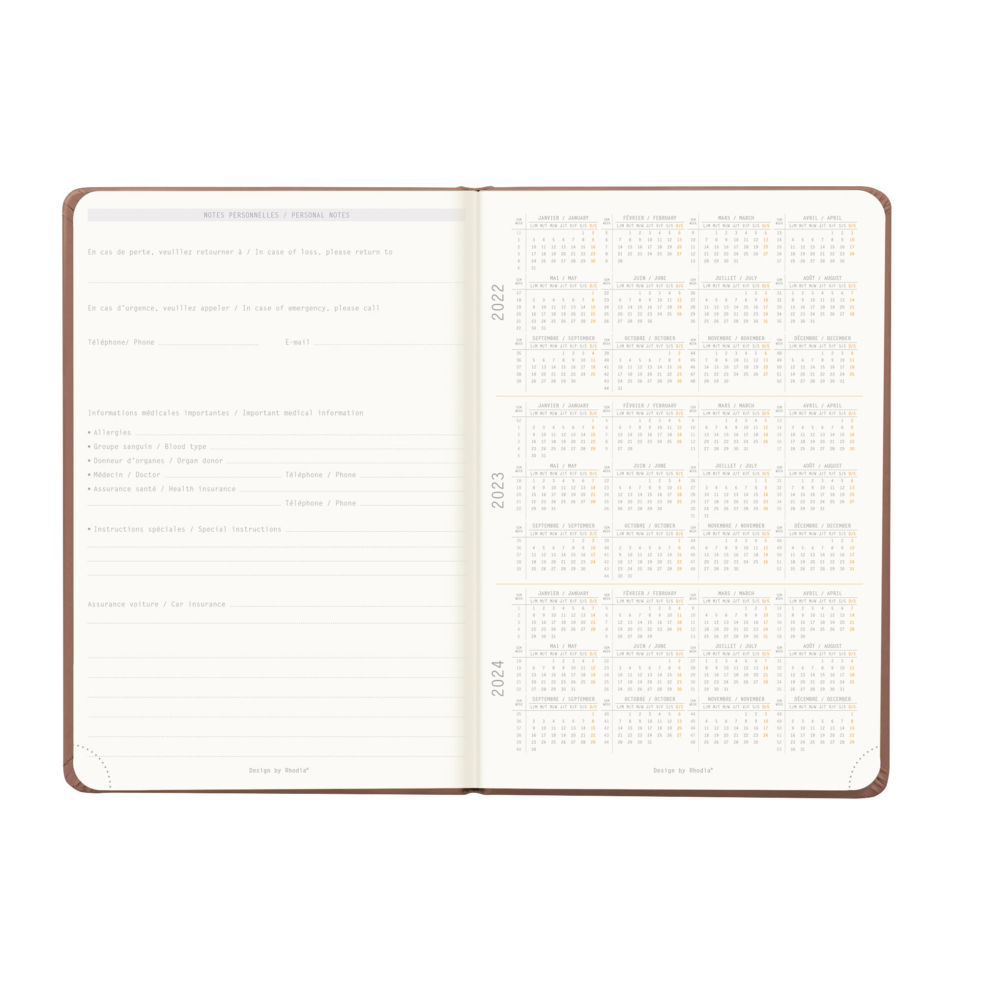 RHODIA 2025 Webplanner A5 Weekly Vertical Rosewood