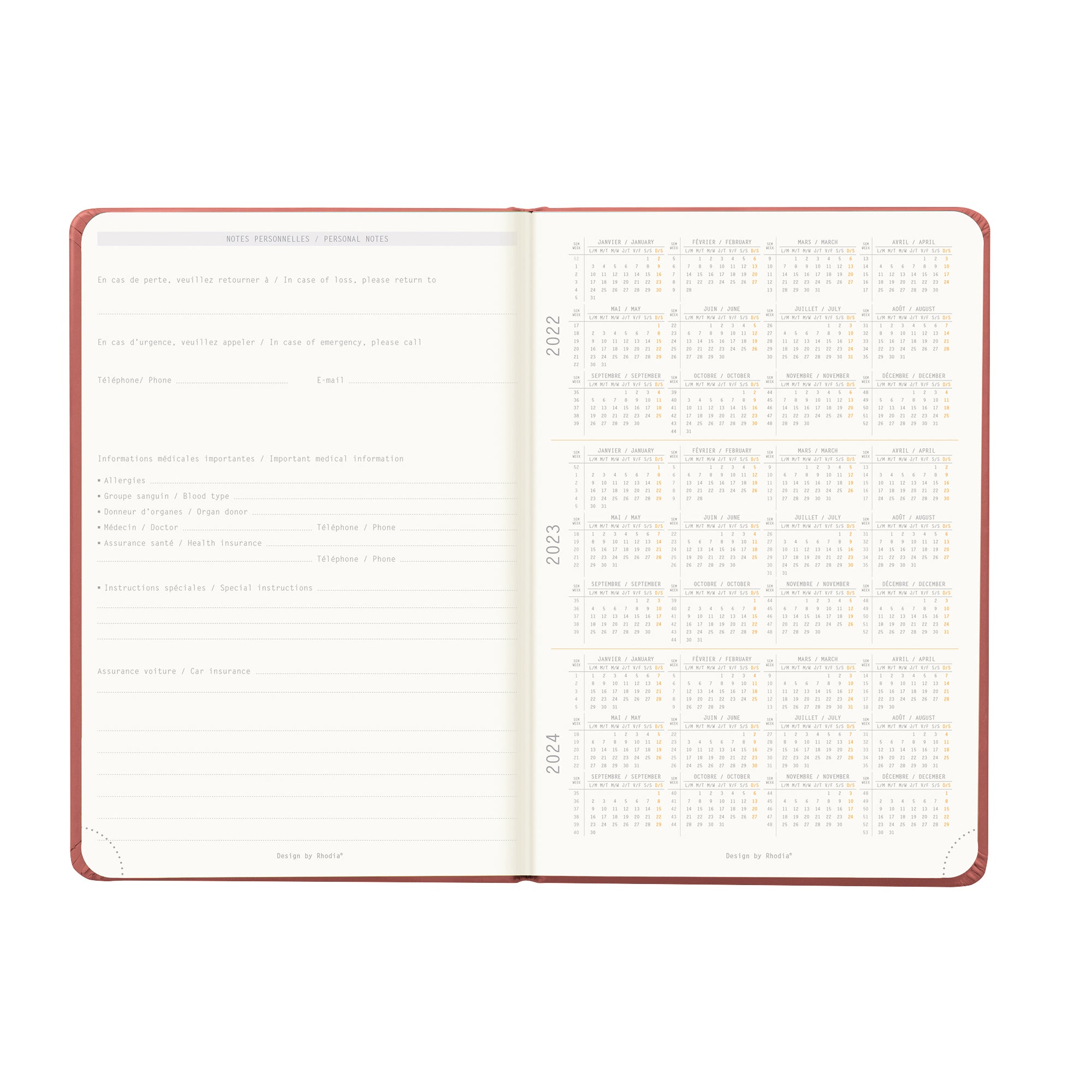 RHODIA 2025 Webplanner A5 Weekly Vertical Nacarat