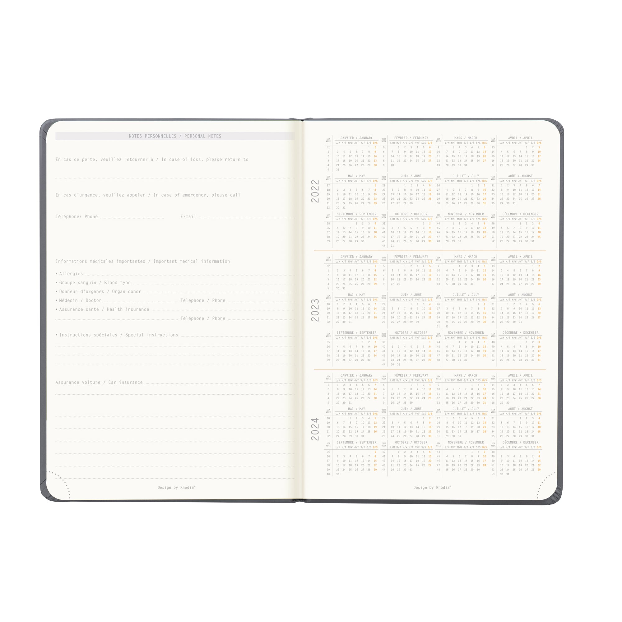 RHODIA 2025 Webplanner A5 Weekly Vertical Titanium