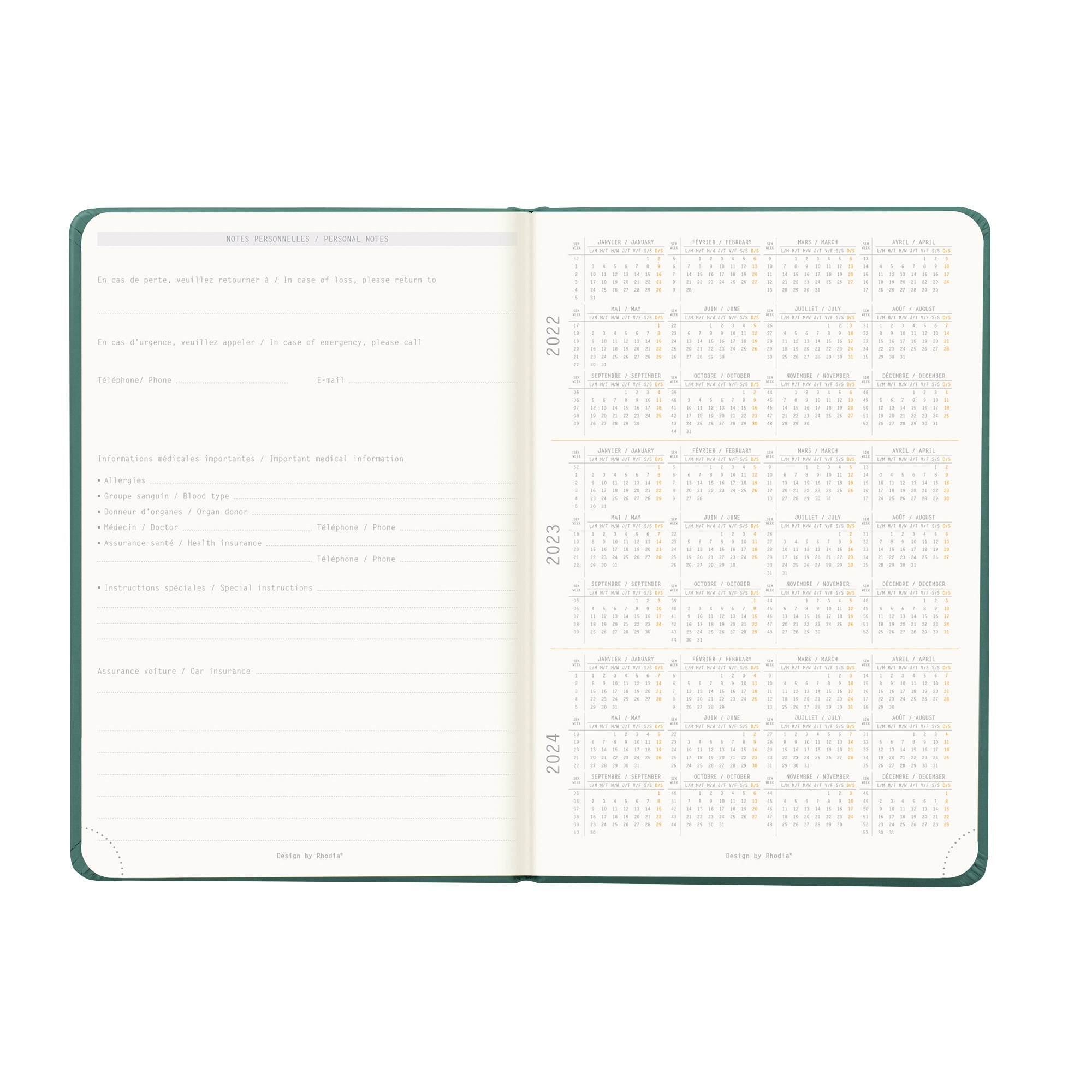 RHODIA 2025 Webplanner A5 Weekly Horizontal Aqua