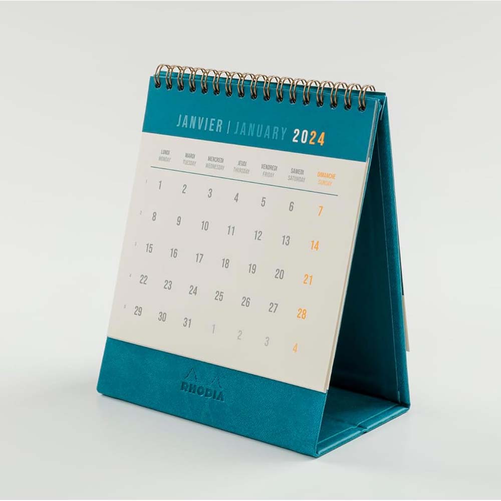 RHODIA 2025 Standing Flip Desk Calendar Peacock