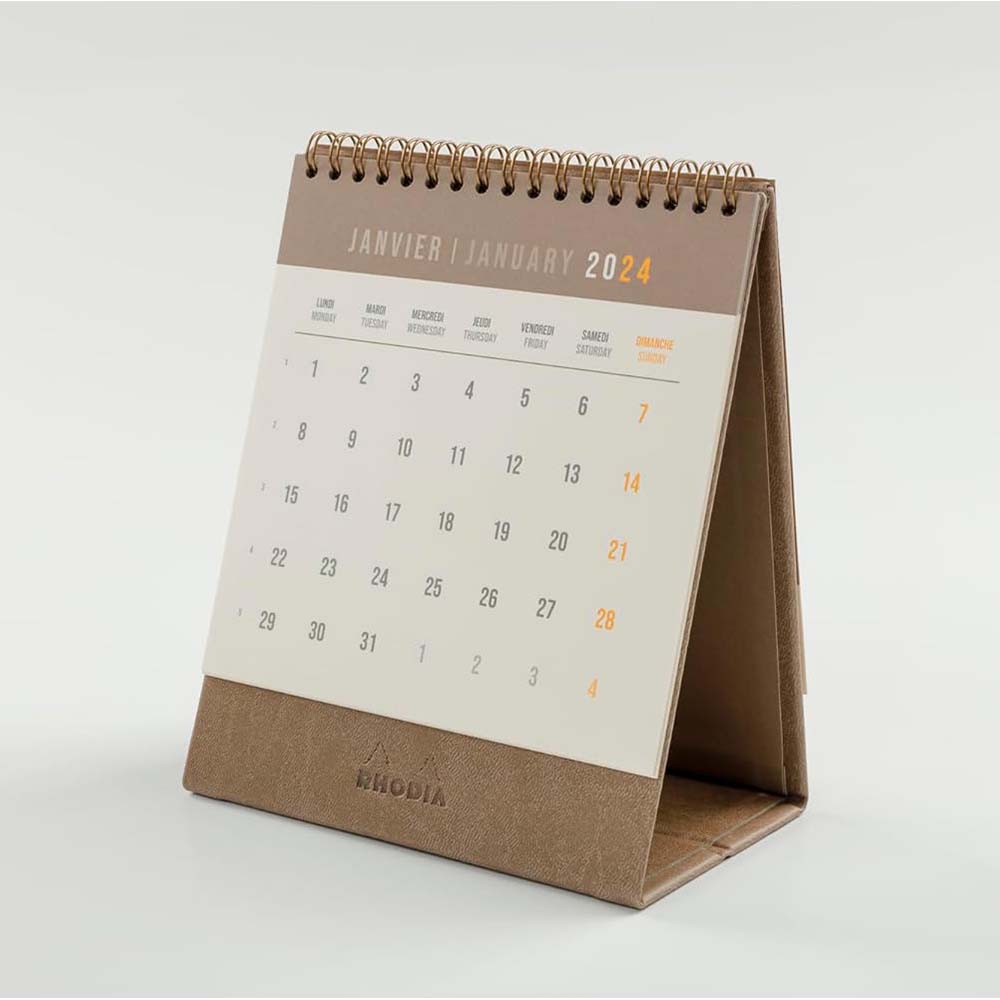 RHODIA 2025 Standing Flip Desk Calendar Taupe