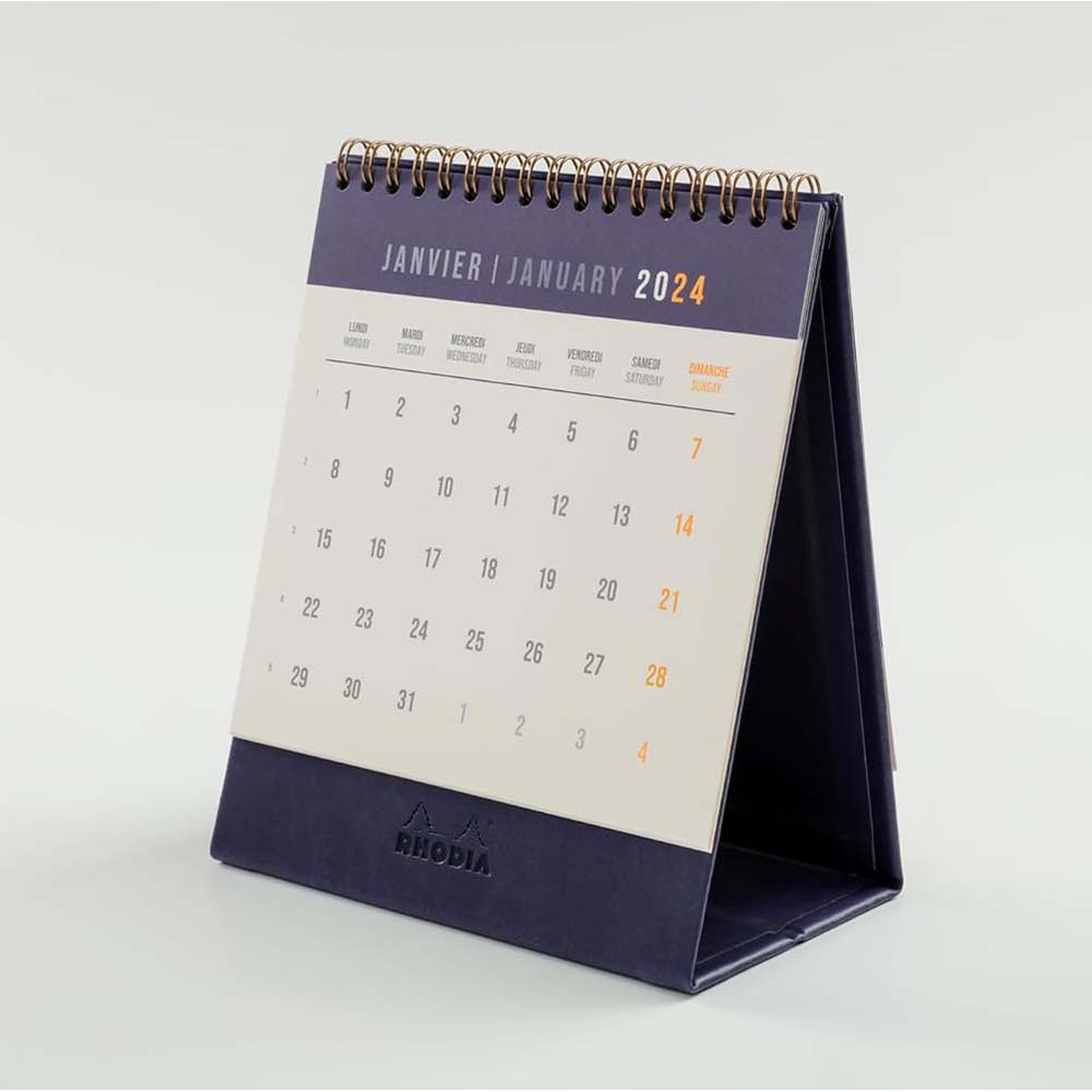 RHODIA 2025 Standing Flip Desk Calendar Midnight