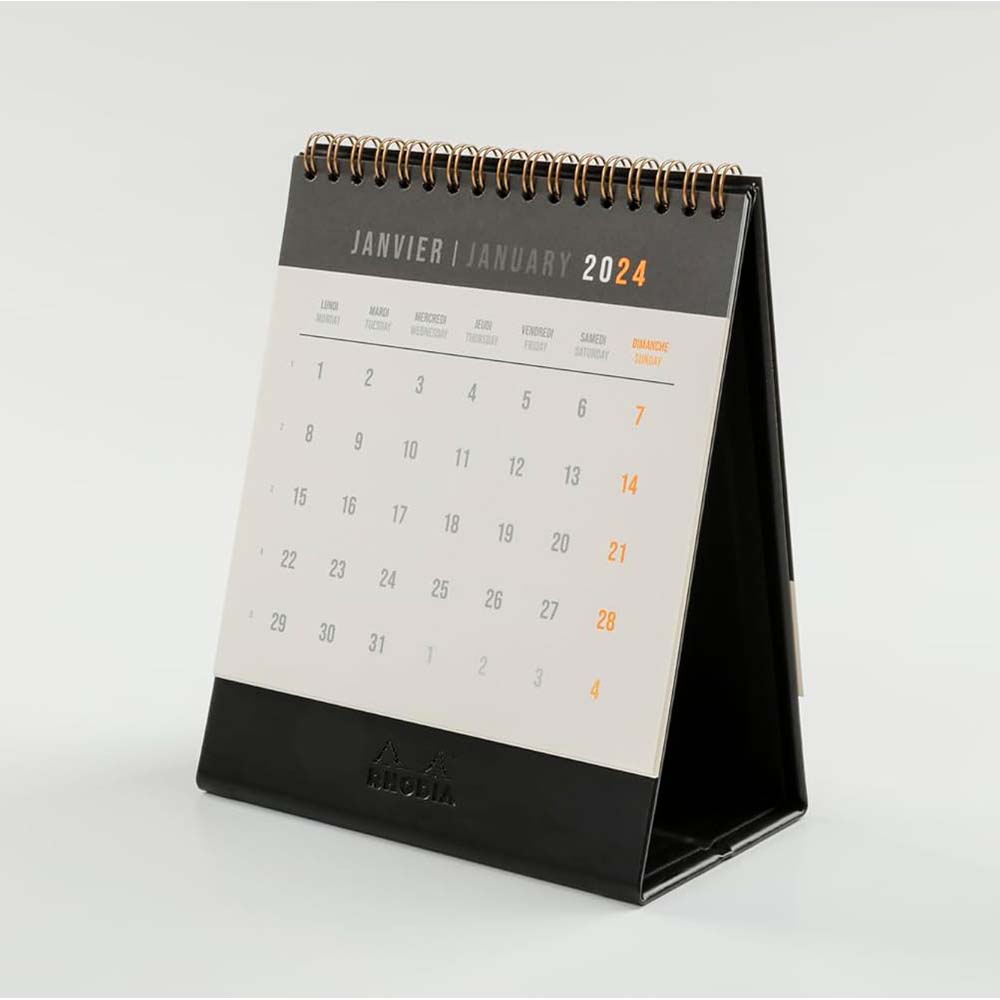 RHODIA 2025 Standing Flip Desk Calendar Black