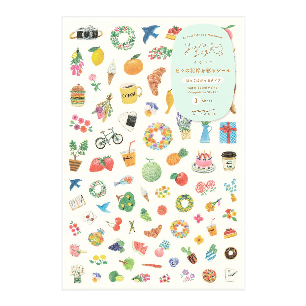 MIDORI Yuru Log Sticker 1-Sheet Motif