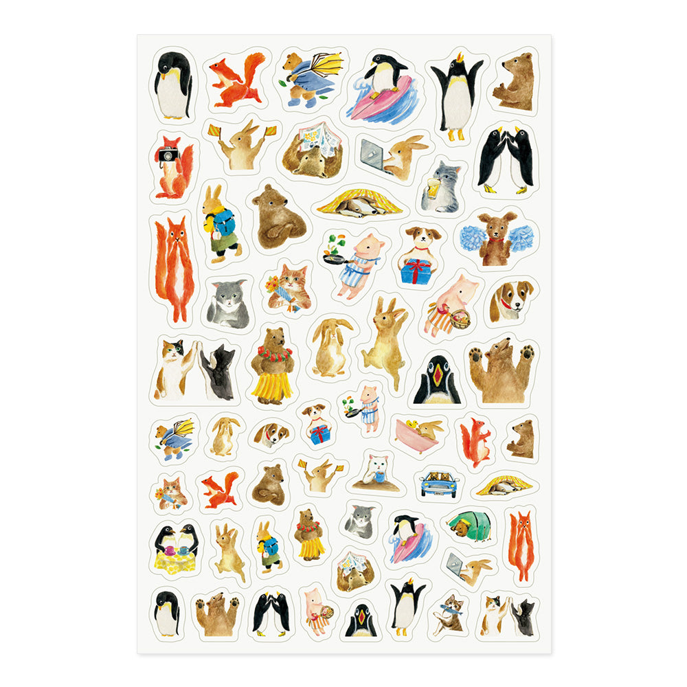 MIDORI Yuru Log Sticker 1-Sheet Animal