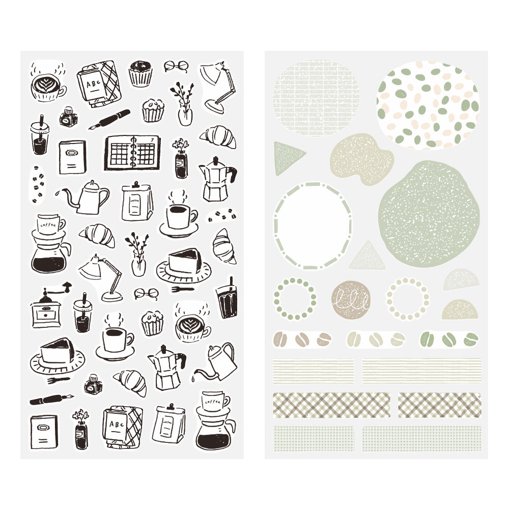 MIDORI Sticker 2641 Two Sheets Monotone Cafe