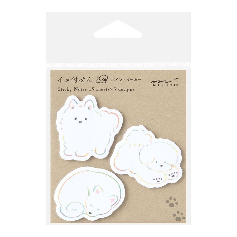 MIDORI Sticky Notes Point White Dog