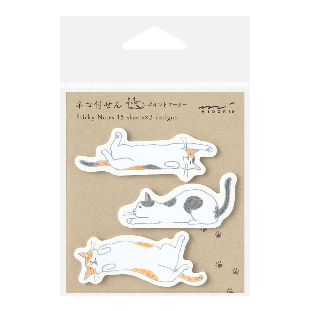 MIDORI Sticky Notes Point Cat Stretching Out