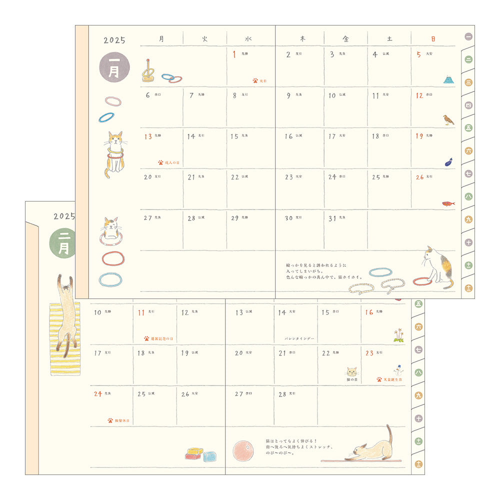 MIDORI 2025 Pocket Diary A6 Cat