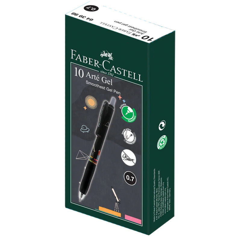 FABER-CASTELL Arte Gel 0.7mm 643998 Astro Black Box of 10