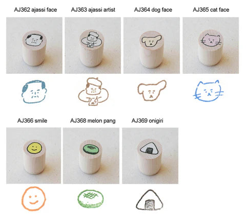 AJASSI Rubber Stamp Round Series Dog Face