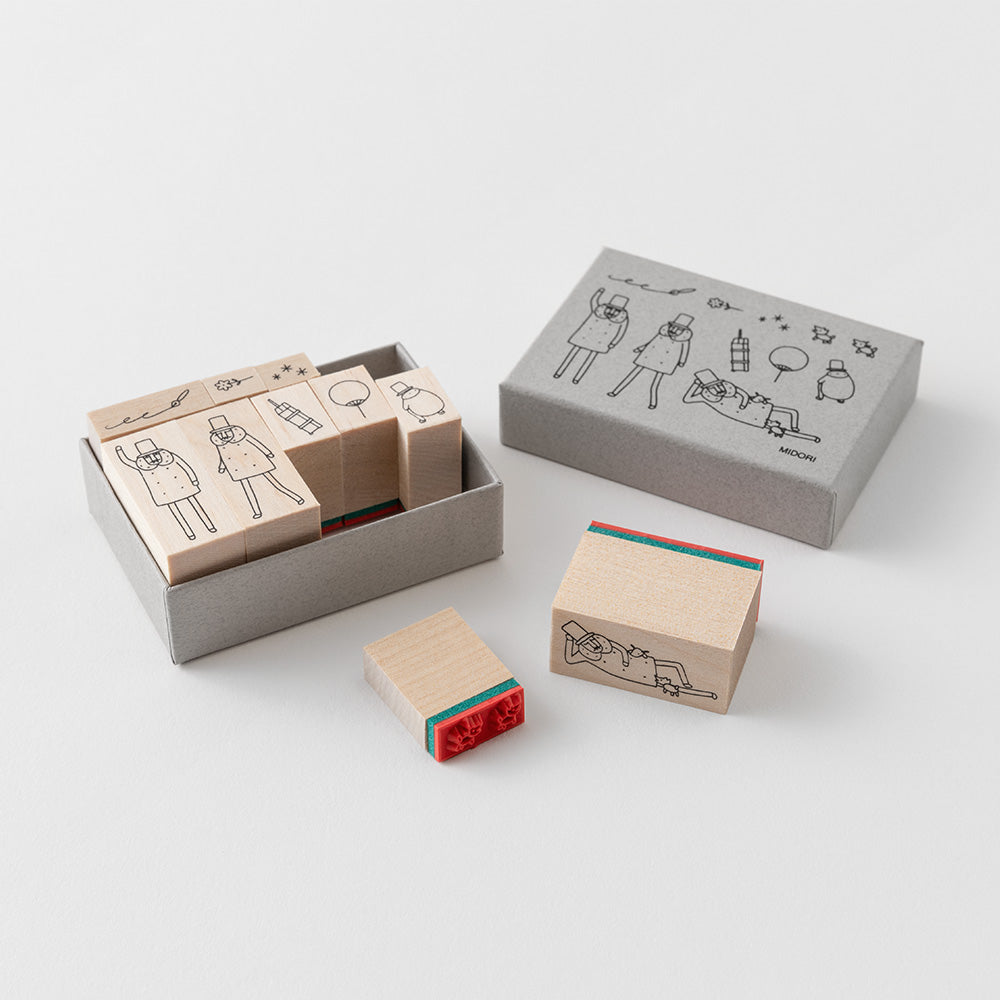 MIDORI Ojisan 30th Anniversary LE Wooden Stamp Set A