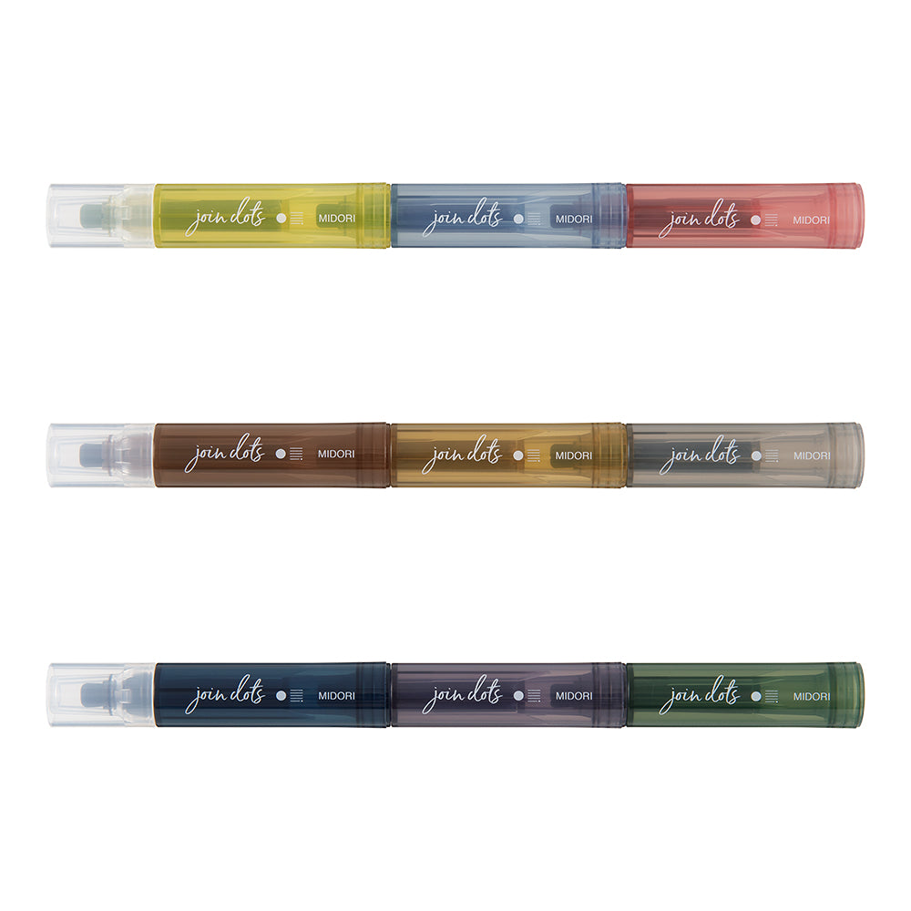 MIDORI Connecting Pen Join Dots 3-Pack Grayish Tone