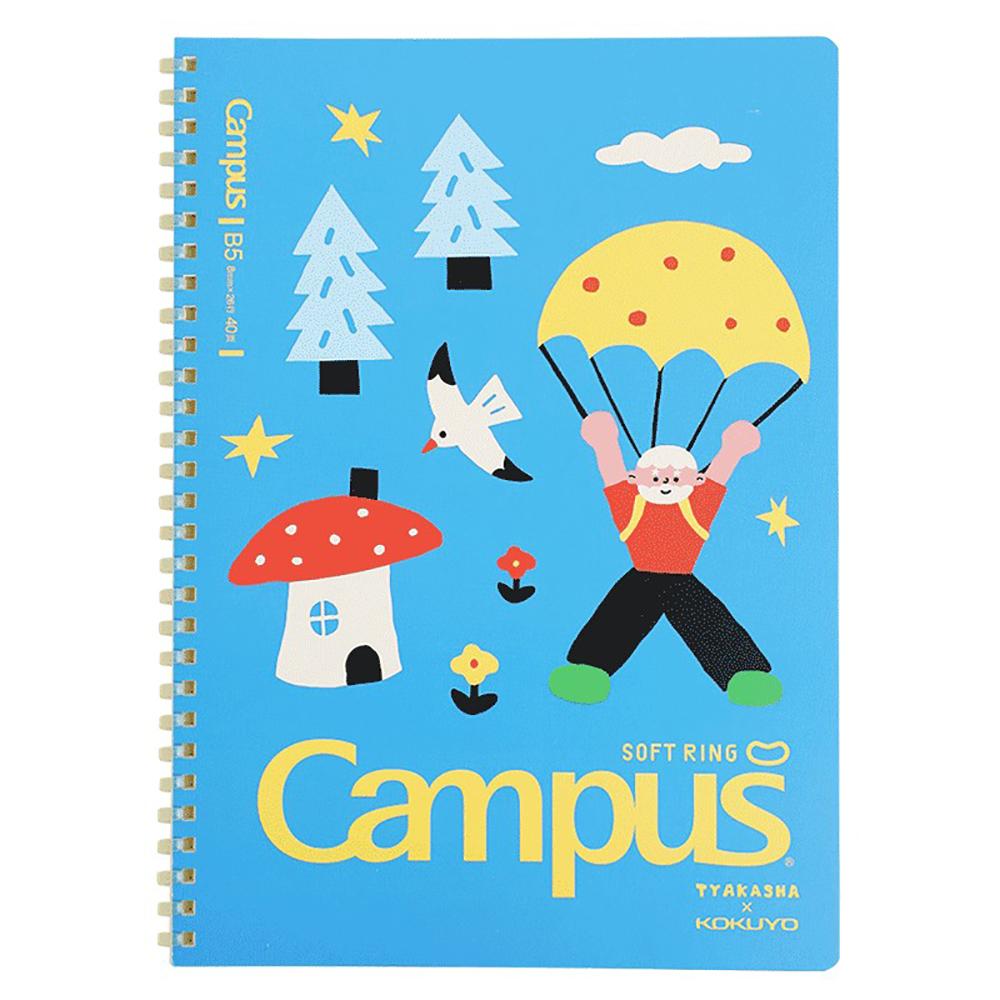 KOKUYO x TYAKASHA Campus Soft Ring Notebook B5 Dot Ruled 40p Blue