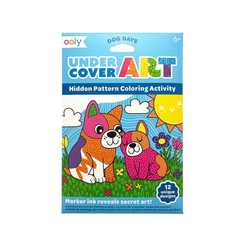 OOLY Undercover Art Hidden Pattern Coloring Activity Art Cards Dog Days