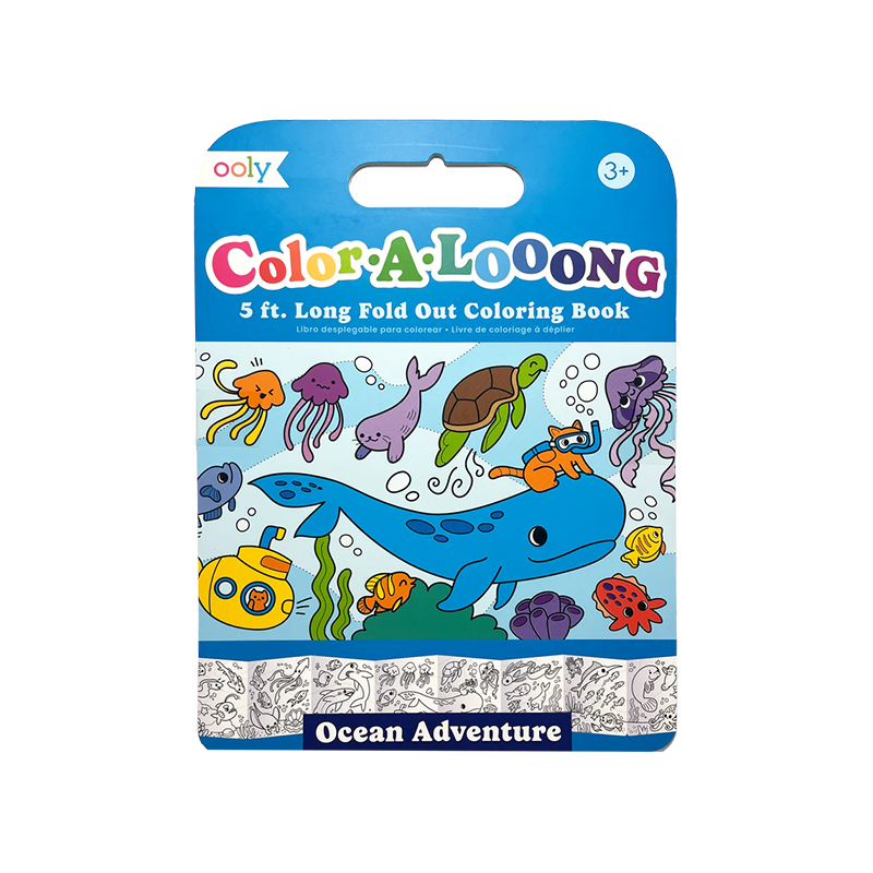 OOLY Color-A-Looong 5' Fold Out Kids Coloring Book Ocean Adventure