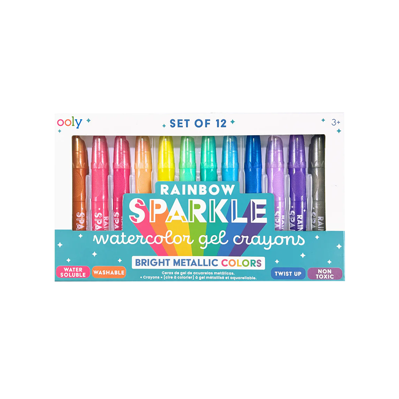 OOLY Rainbow Sparkle Metallic Watercolor Gel Crayons - Set of 12