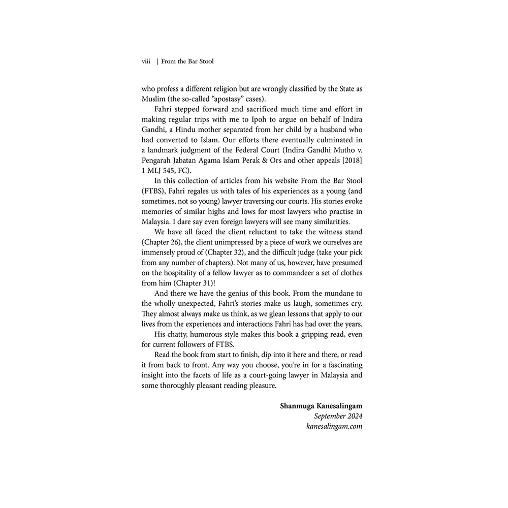 From The Bar Stool: Tales, Thoughts, Teachings And Touts From A Malaysian Lawyer by Fahri Azzat