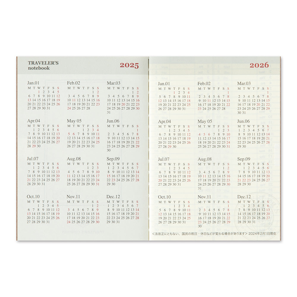 TRAVELERS Notebook 2025 Passport Size Second Half Weekly
