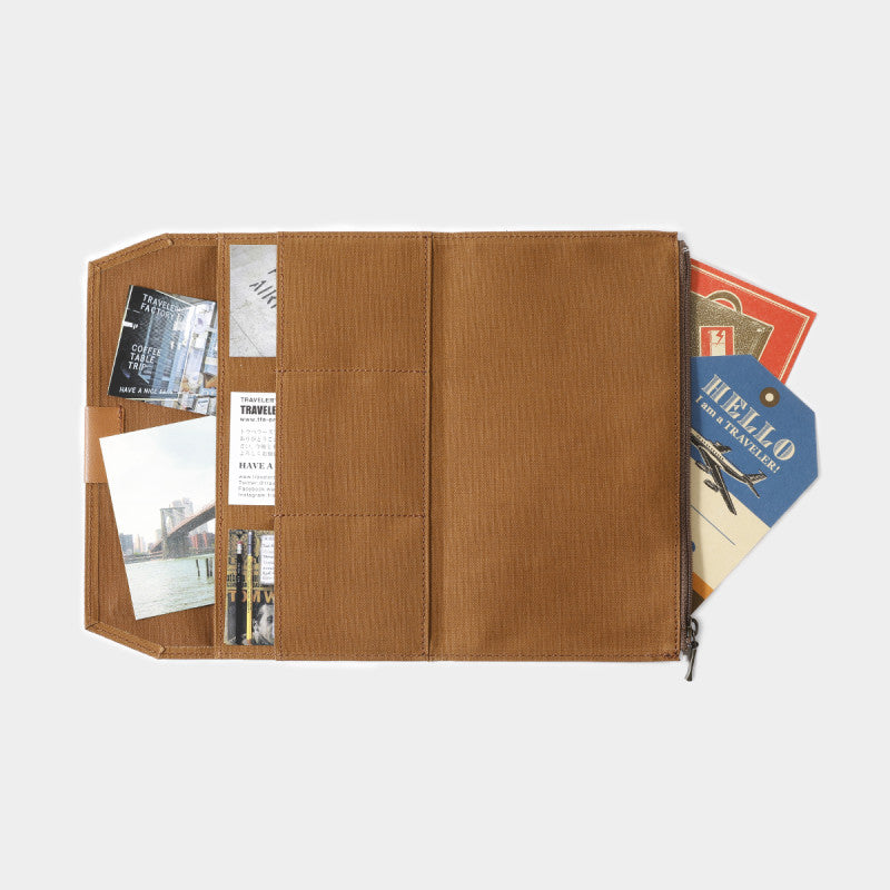 TRAVELERS FACTORY Regular Size Cotton Zipper Case Brown