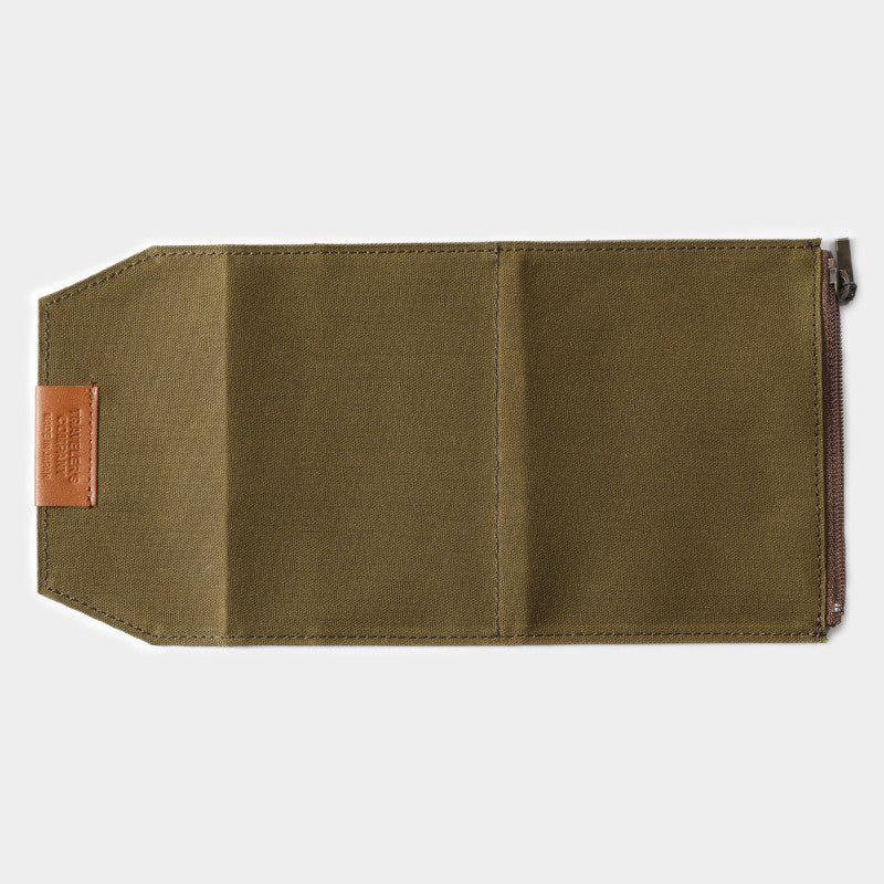 TRAVELERS FACTORY Passport Size Cotton Zipper Case Olive