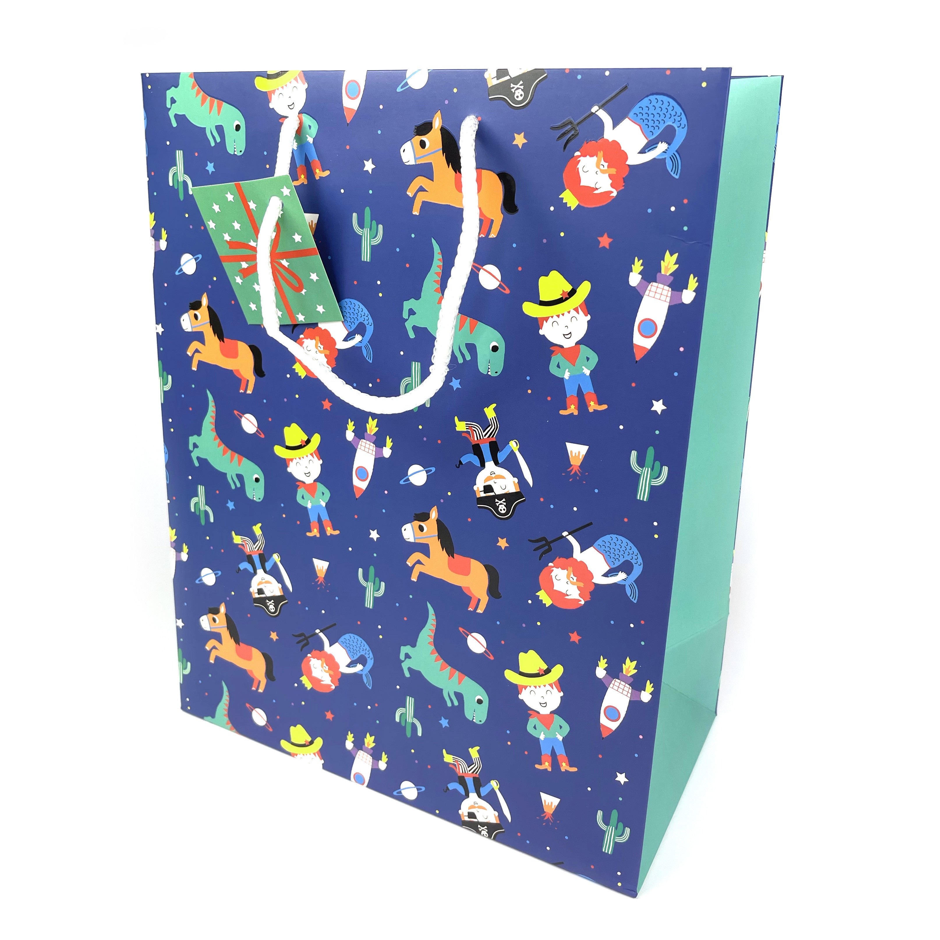 CLAIREFONTAINE Gift Bag Large 26.5x14x33cm Heros de mon enfance Boys