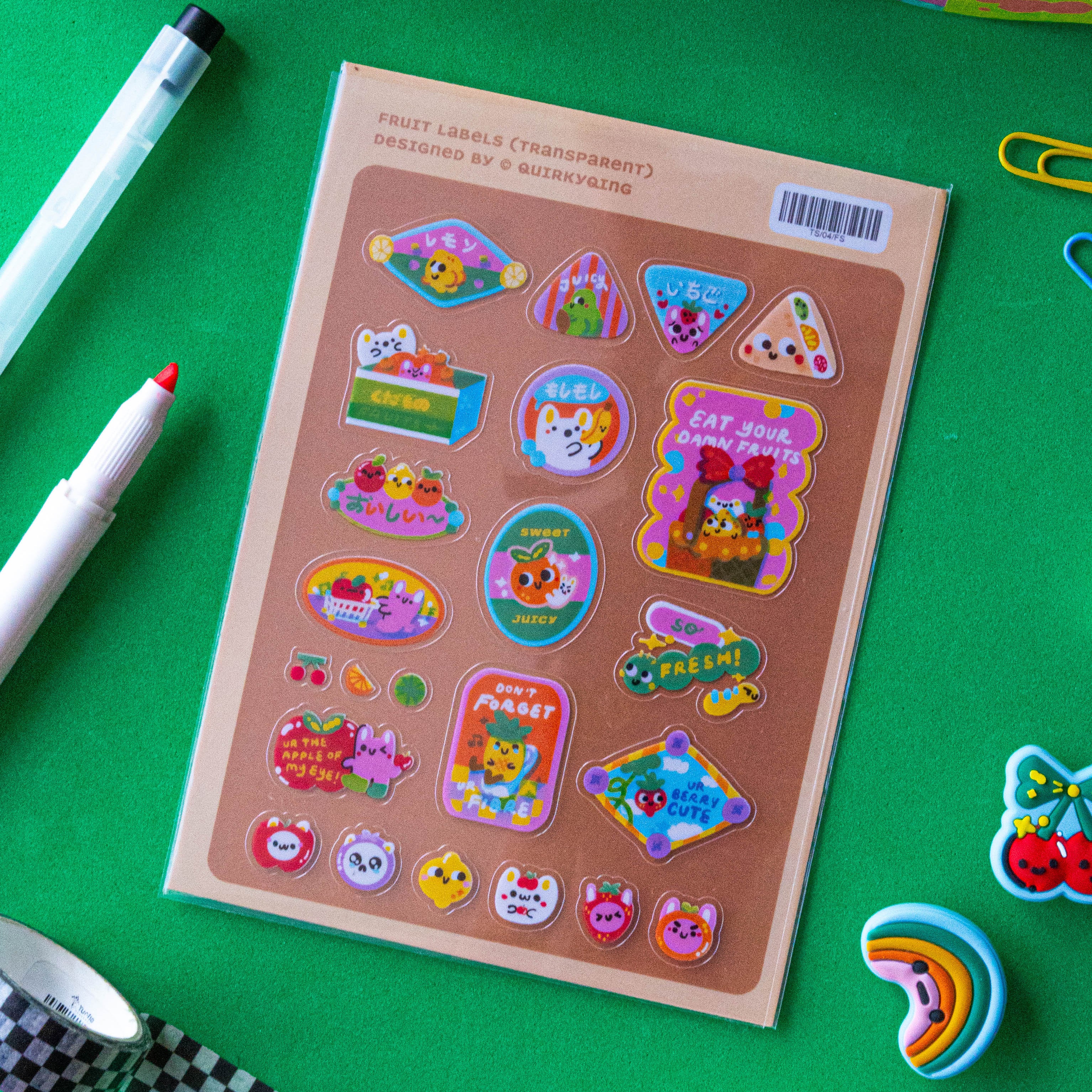 QUIRKYQING Transparent Sticker Fruit Labels