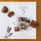 SHACHIHATA Nototo Roller Stamp Brown Ink- Flowers And Birds