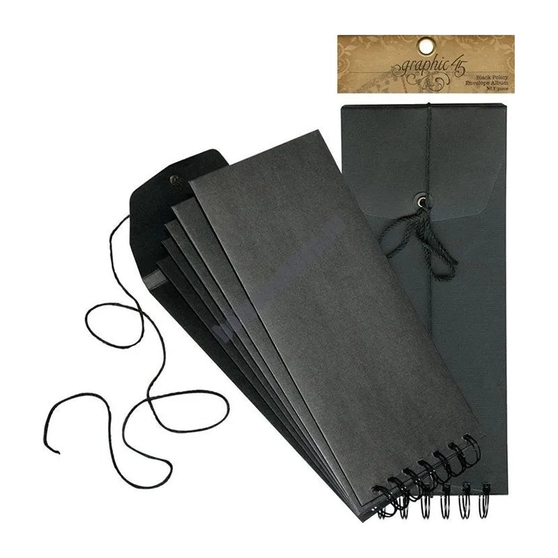 GRAPHIC 45 Black Policy Envelope Album