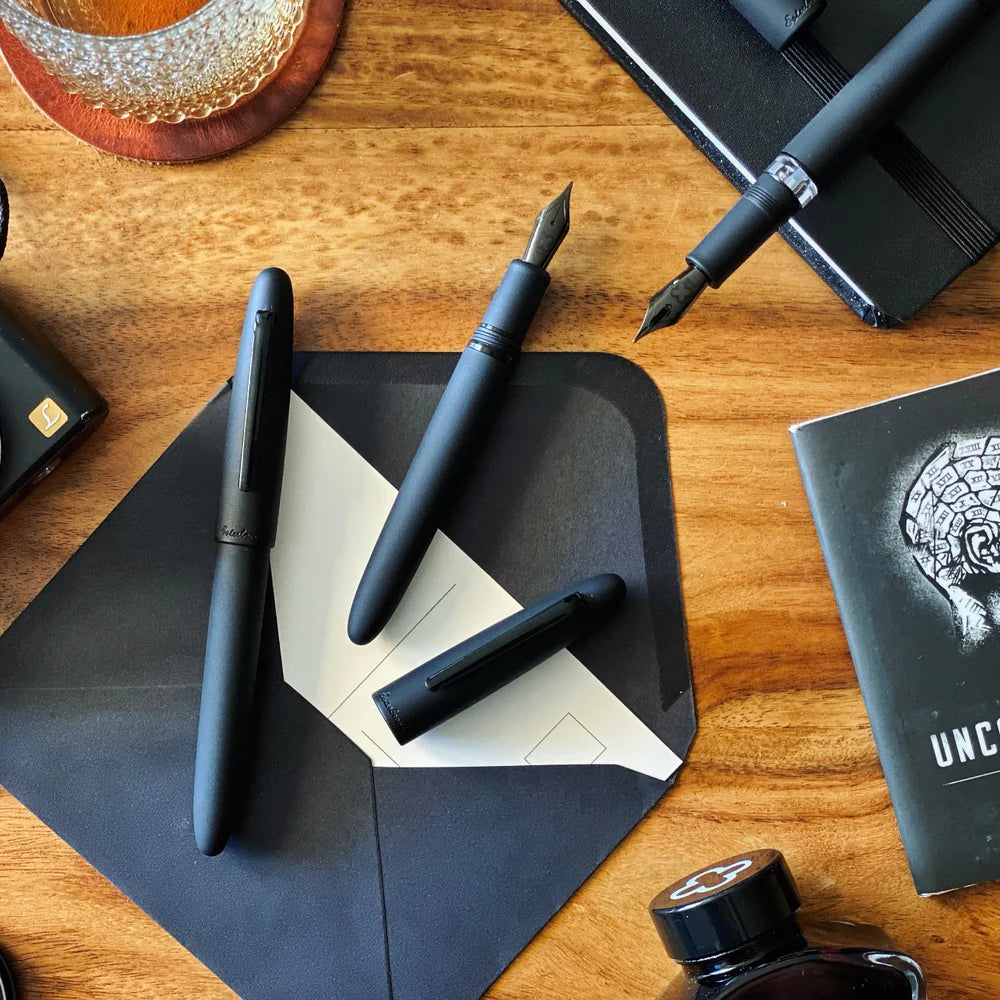 ESTERBROOK Estie Raven Black Push Piston Fountain Pen Fine